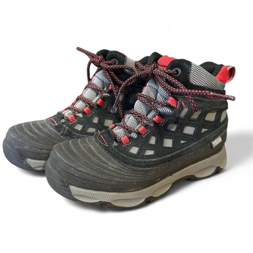 MERRELL Thermoshiver Black Red Waterproof Insulated Snow Hiking Boots‎ Boys 1.5